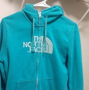 Teal North Face Zip-up hoodie